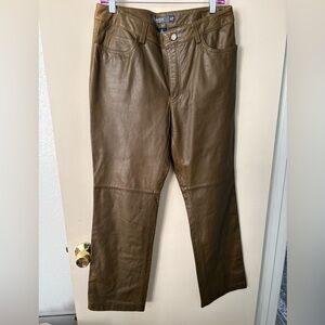 Gap Women’s Y2K bootcut 100% genuine leather size 12 Olive green pants